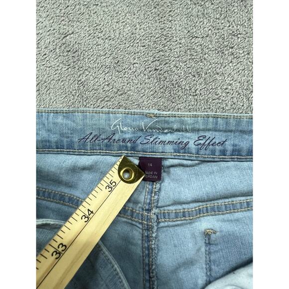 Gloria Vanderbilt Jordyn Skimmer Embroidered Cuffed Capri Blue Size 14‎ Womens - Picture 7 of 7